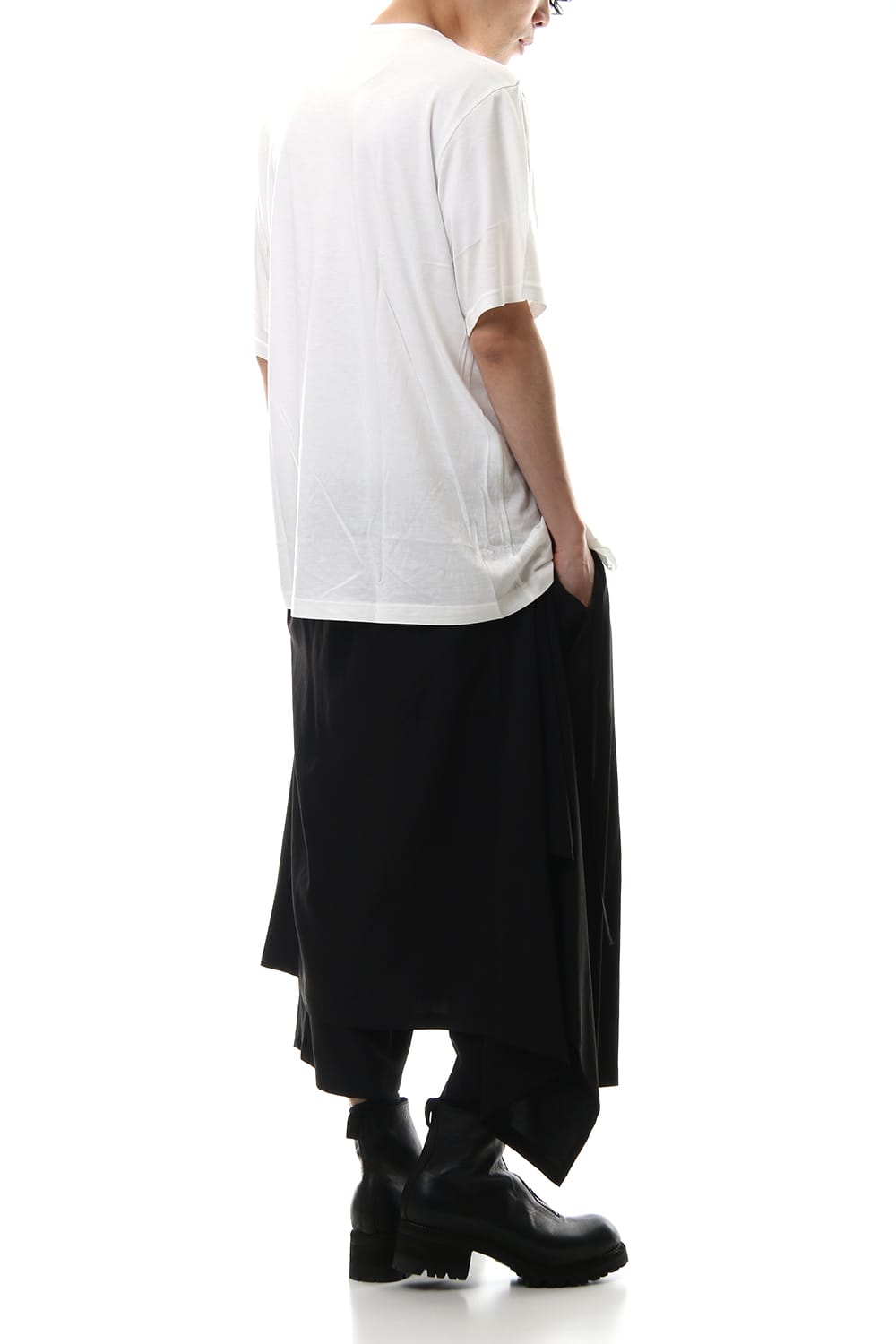 デフォームド ドレープ ショート カットソー White