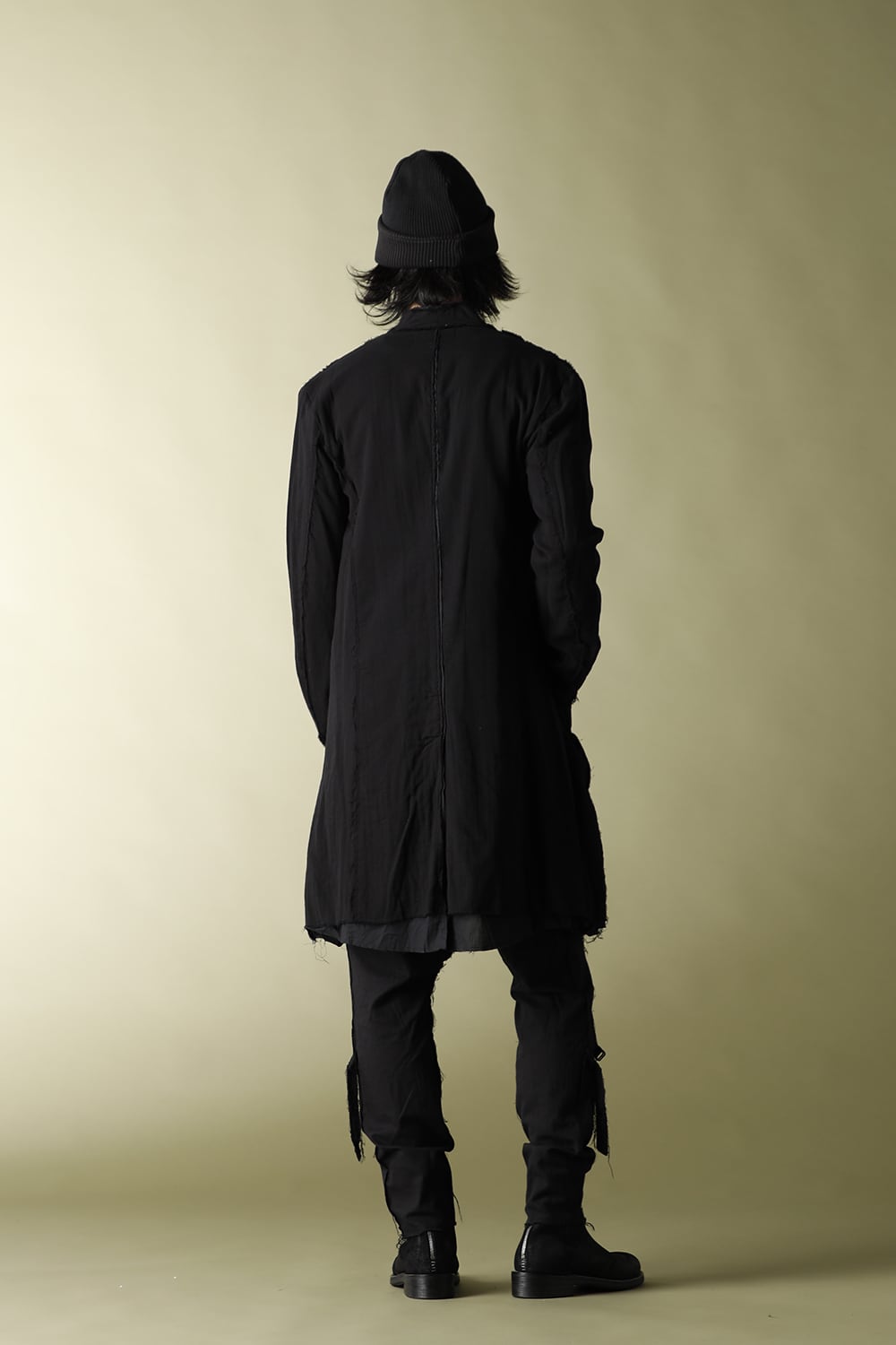 レイヤードロングジャケット Black/Black