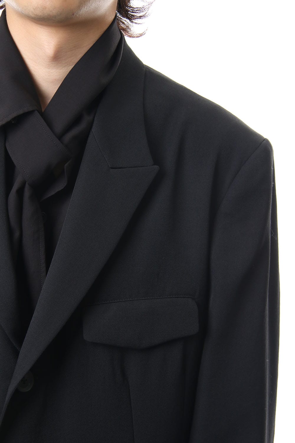 Wrinkled Gabardine 3B Peaked lapel Jacket
