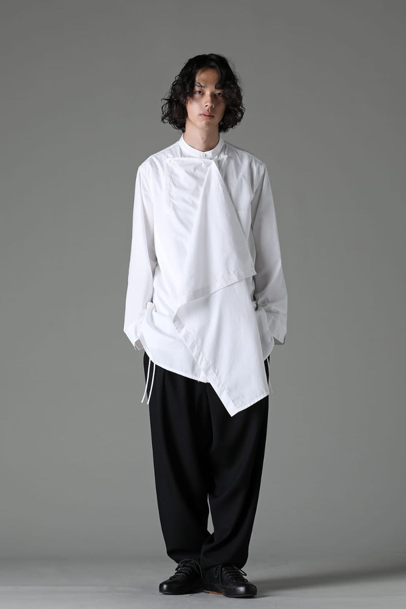 J-Front Draped Chain Stitch Blourse White