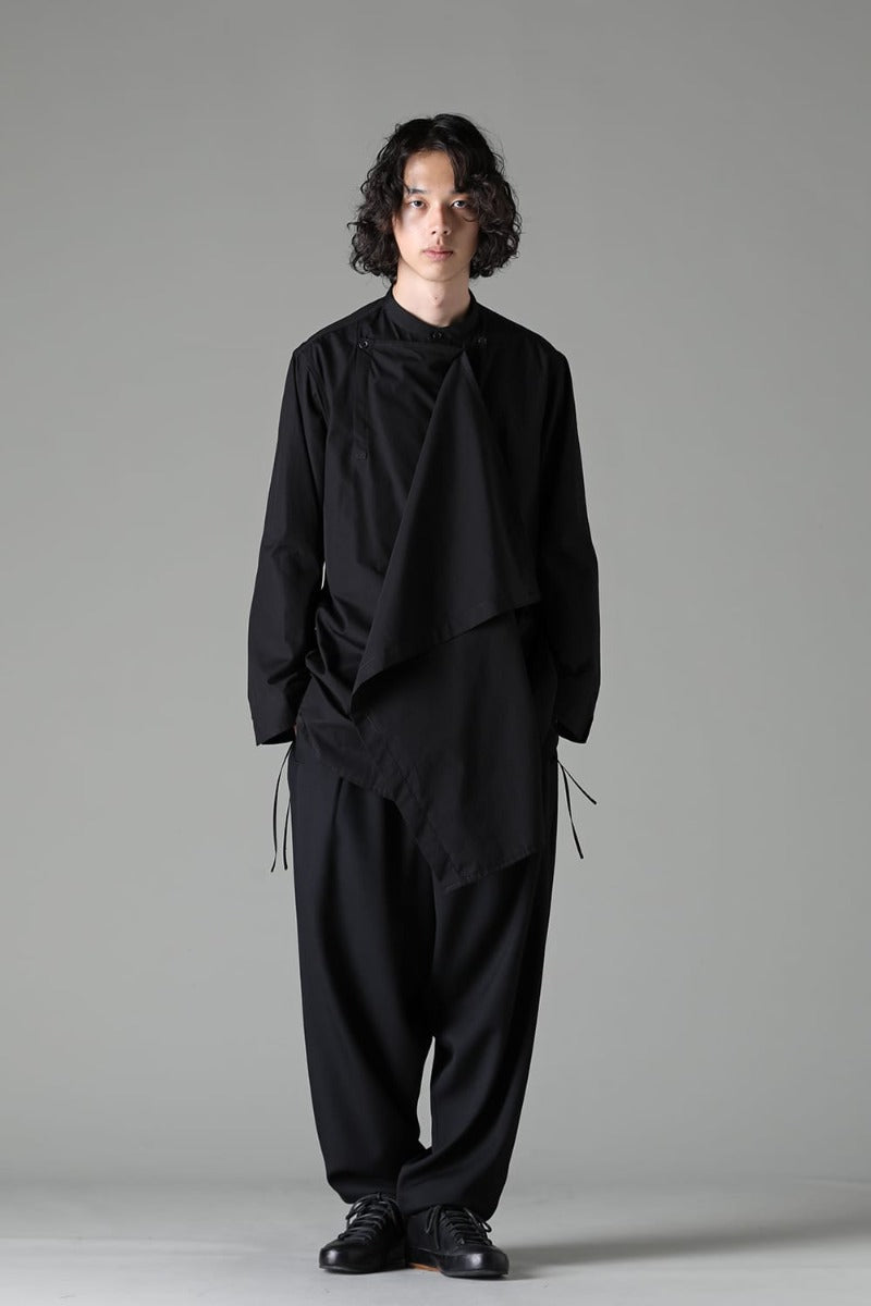 J-Front Draped Chain Stitch Blouse Black