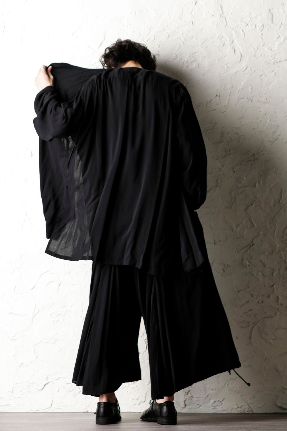 Rayon Spun Lawn Left Layered Collarless shirt