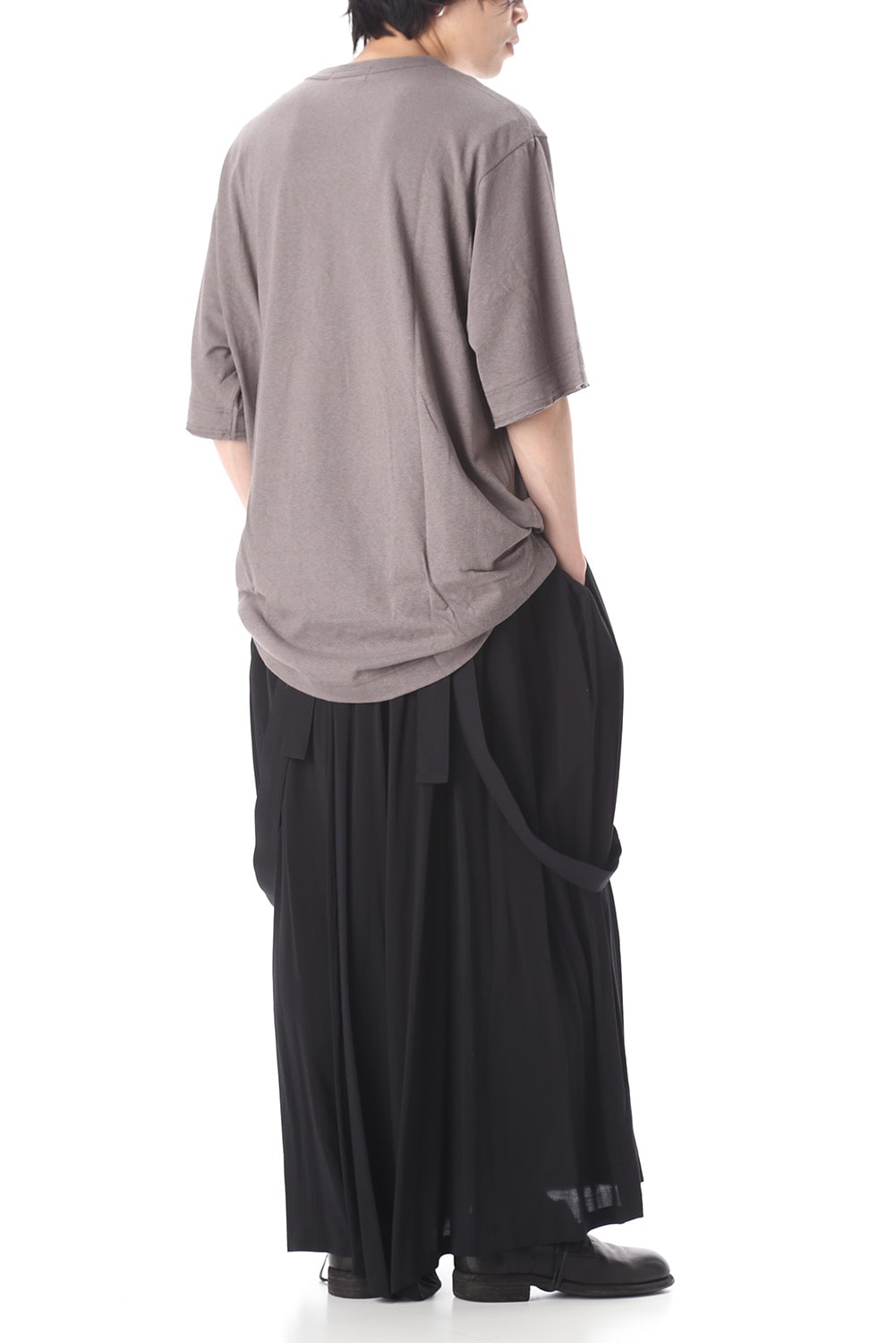 Old cotton Top stitch Cut off Round neck Short sleeve T-shirt Gray