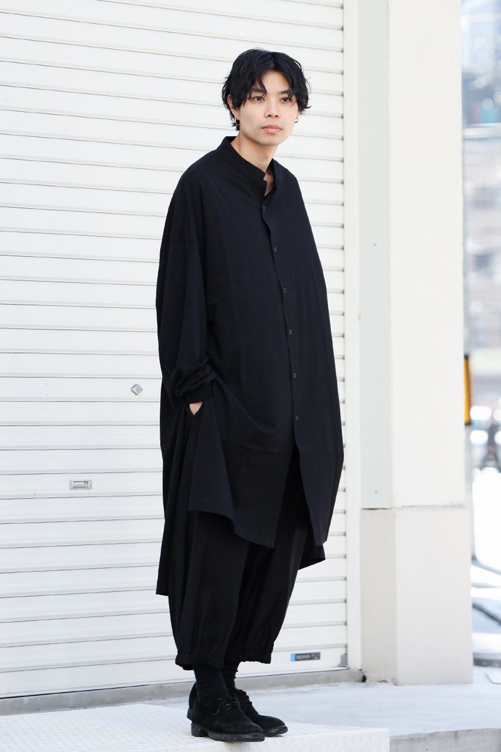 MY SON Print Stand collar Long shirt