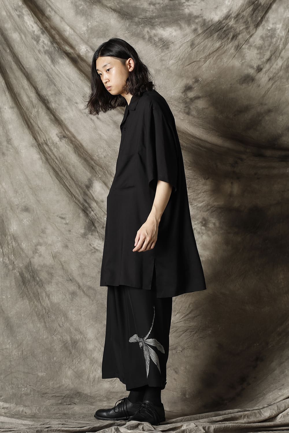 Open collar Tencel Short sleeve blouse