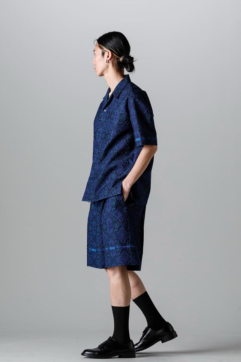 Open Collar Short-Sleeved Shirt