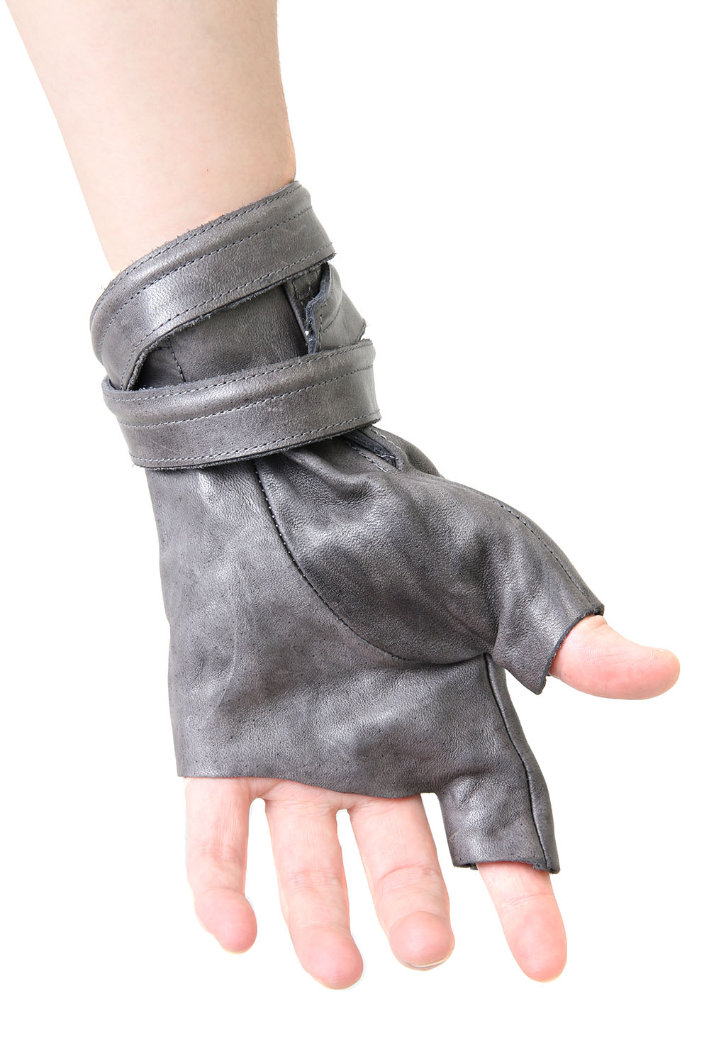 Horse Leather Strap Fingerless Gloves