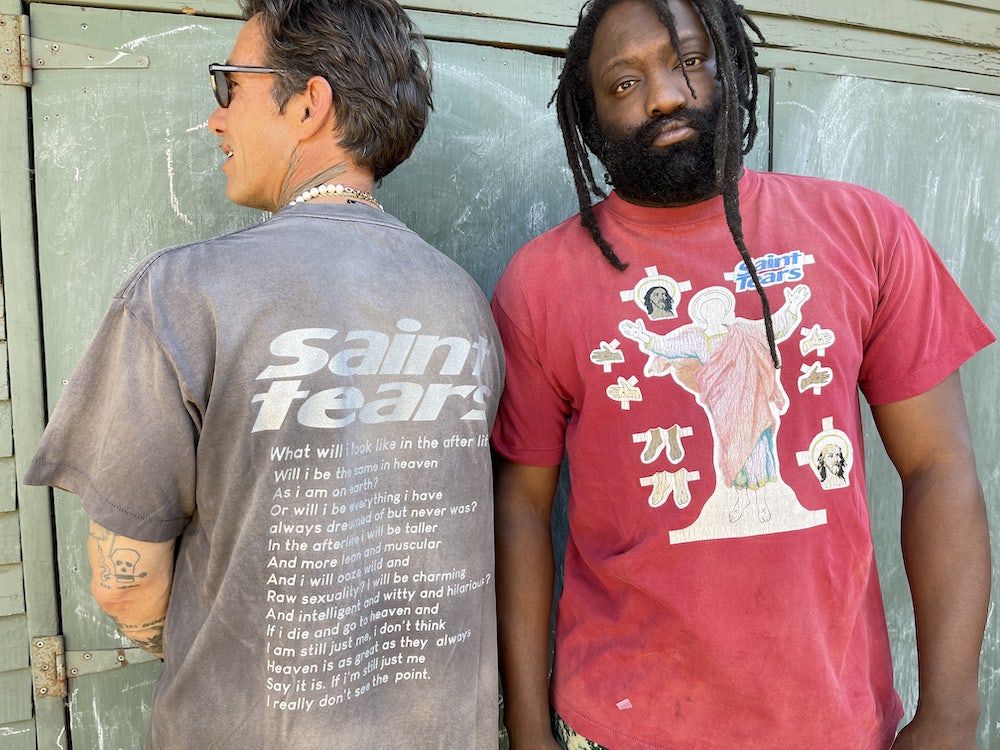 ©SAINT M×××××× × DENIM TEARS Yes Short sleeve T-shirt Deep Red