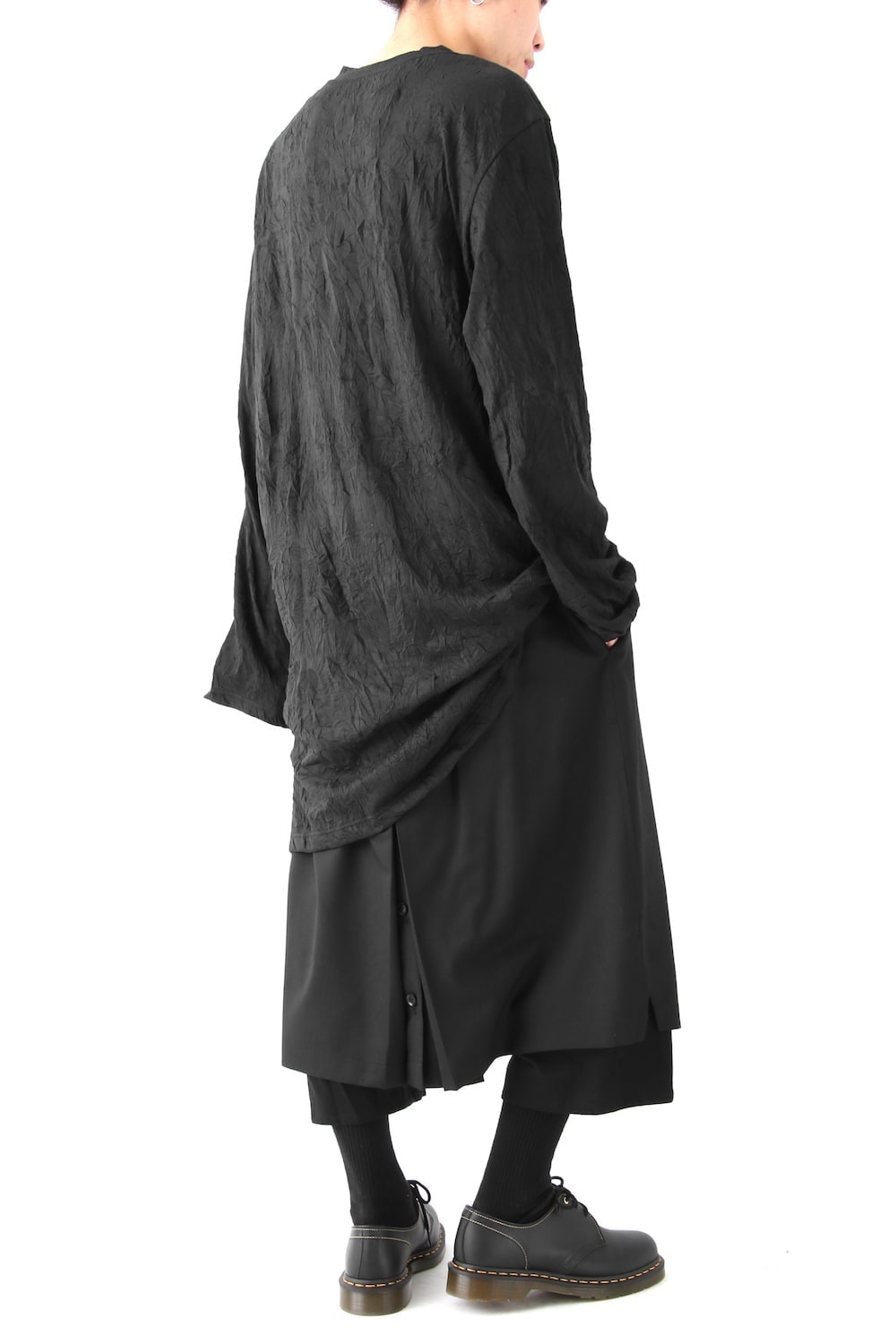 Uneven Hem Long Sleeve C/E Washer Plain Stitch Fabric