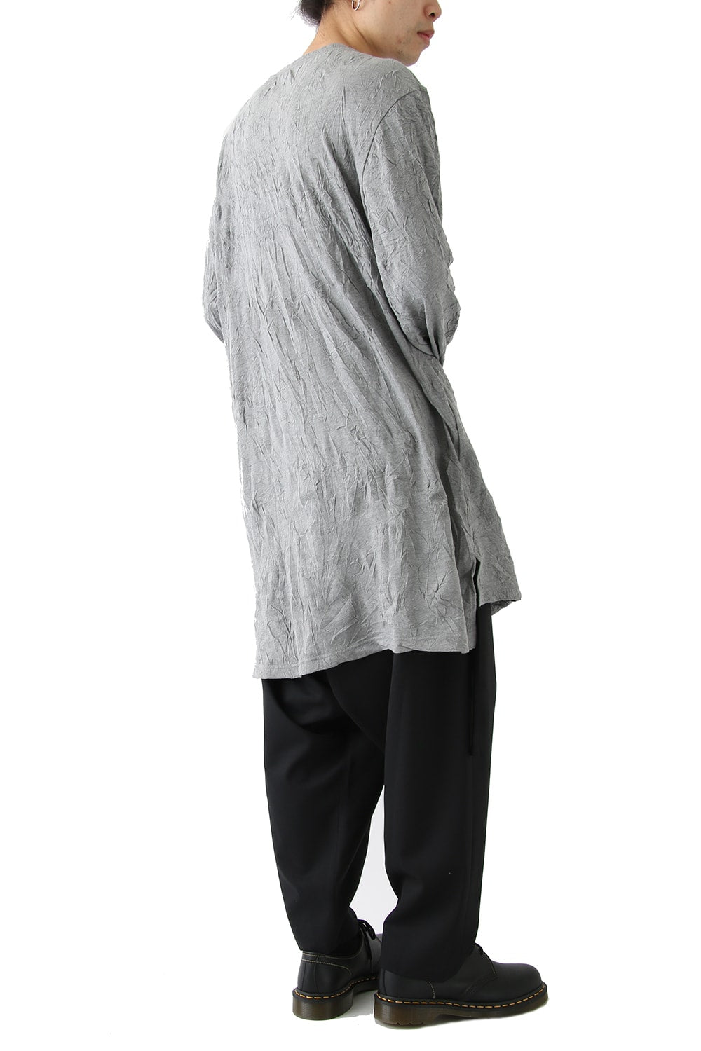 Uneven Hem Long Sleeve C/E Washer Plain Stitch Fabric