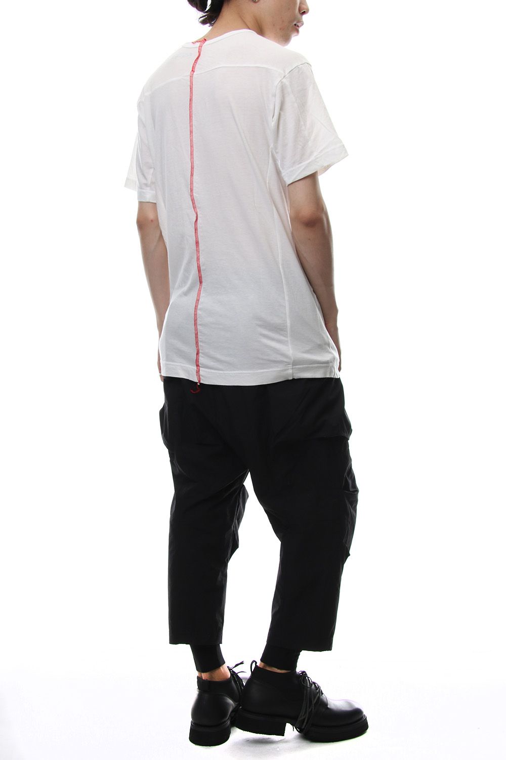 Product Dyeing Back Center Coloring Stitching Short Sleeve T White × Red