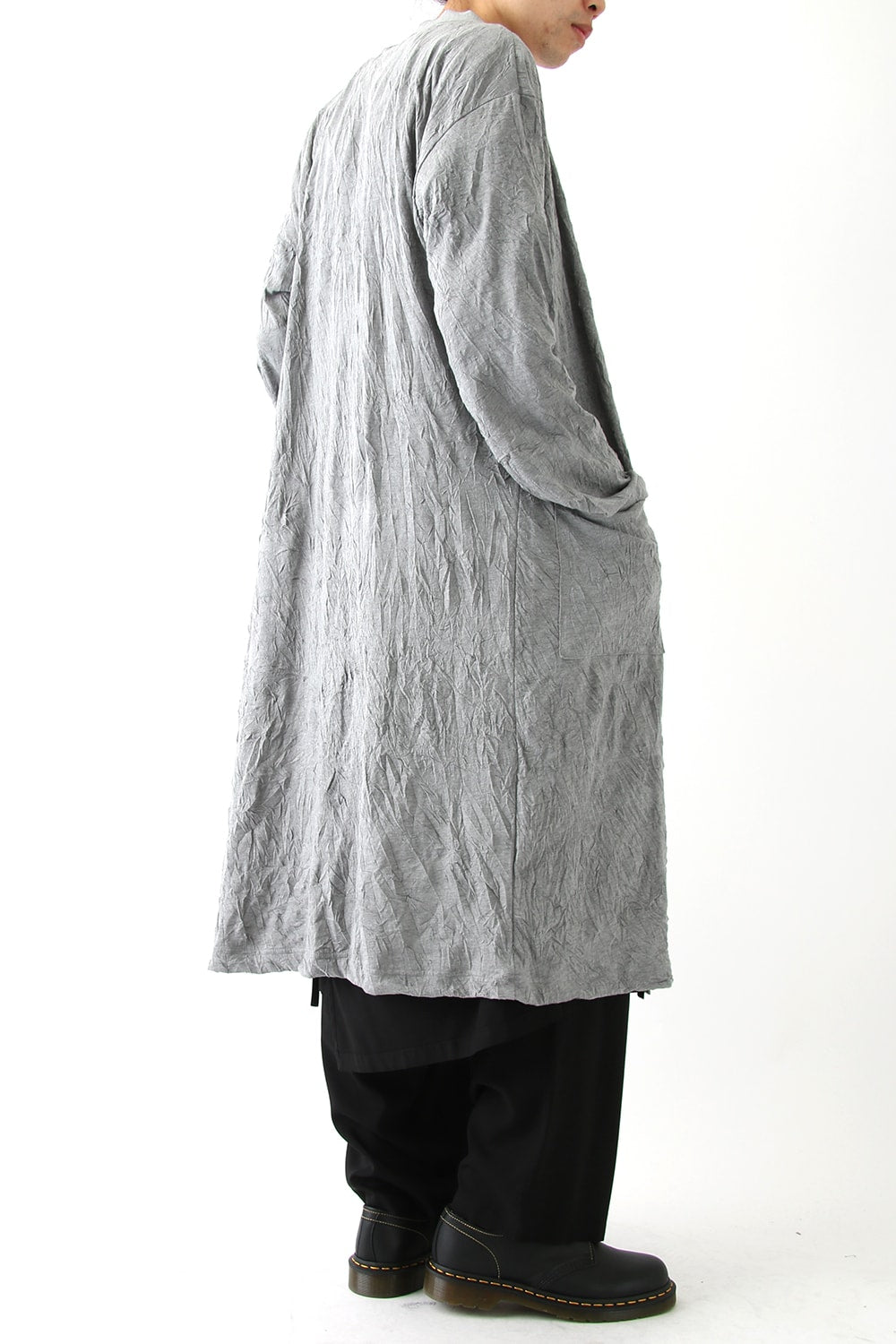 Long Cardigan C/E Washer Plain Stitch Fabric