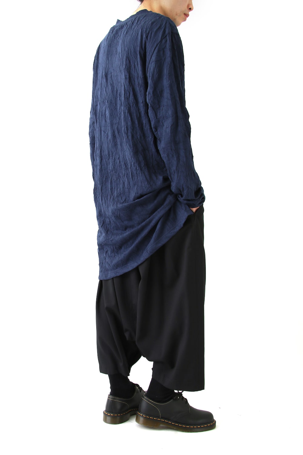 Uneven Hem Long Sleeve C/E Washer Plain Stitch Fabric