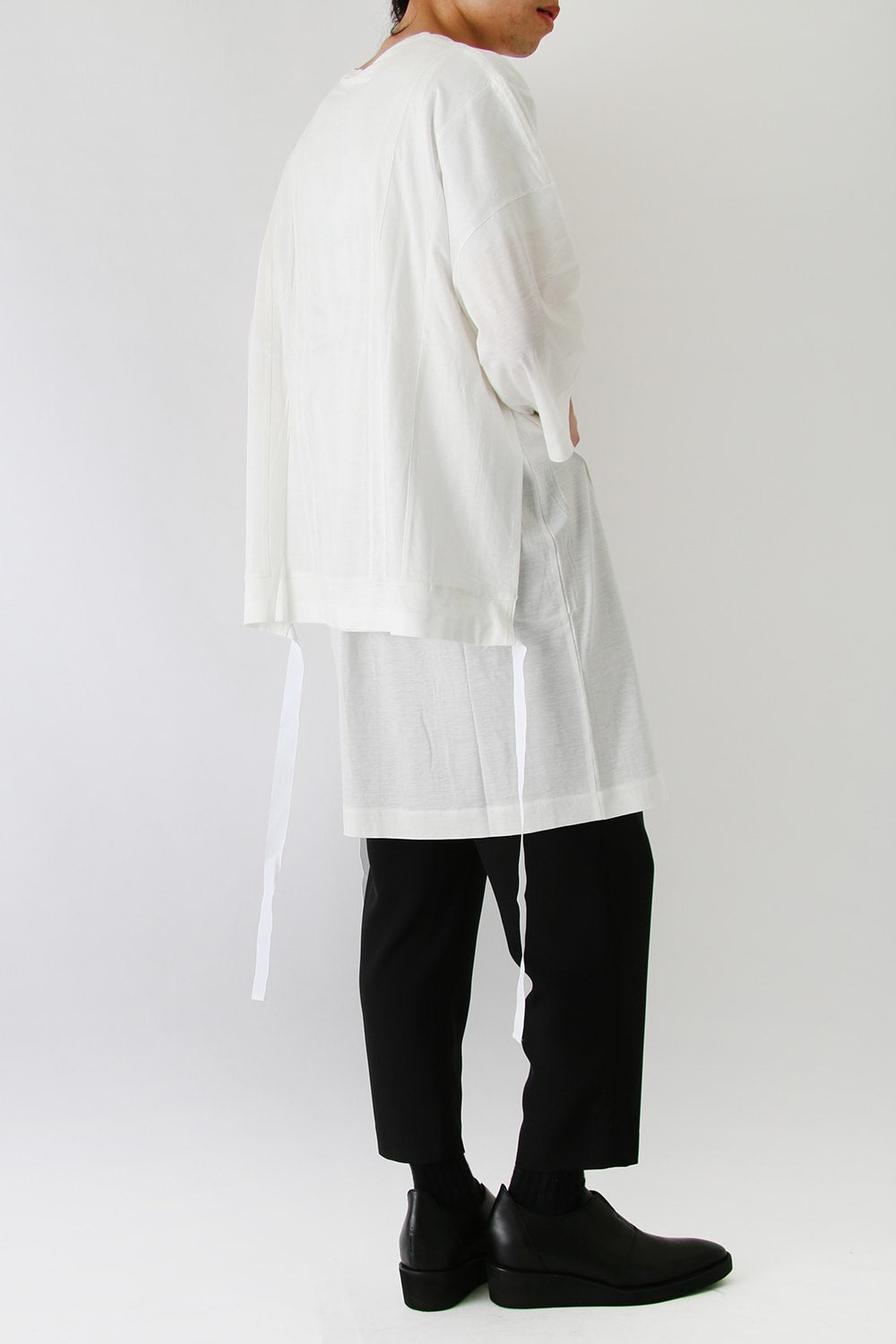 Ly/C36G 天竺シルケットバイオ OVER SIZE STRIPE TEE LAYERED LONG