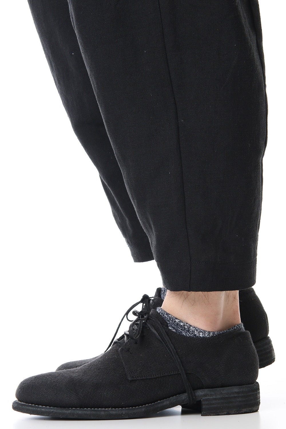 Classic Derby Shoes Laced Up Single Sole - 992 Linen - Black