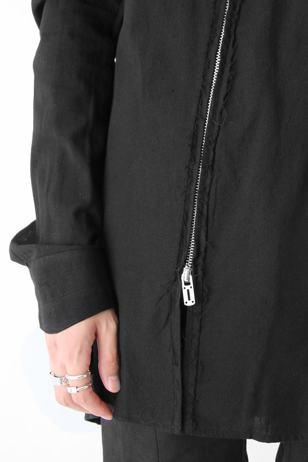 High-Neck Zip Long Shirt
