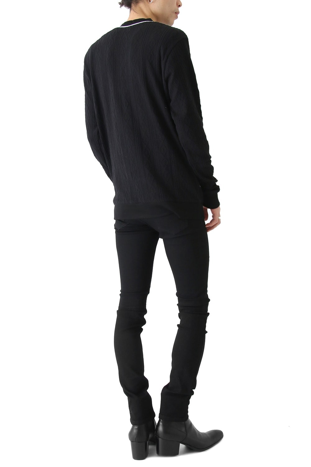LIGHTケーブル V NECK KNIT (BLACK)