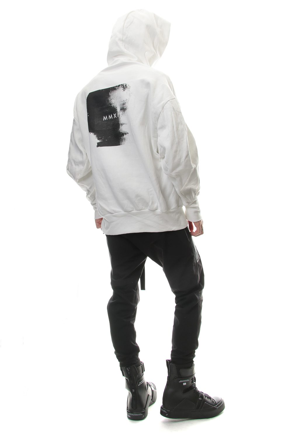 SEAMED SLEEVE PRINT HOODIE Off