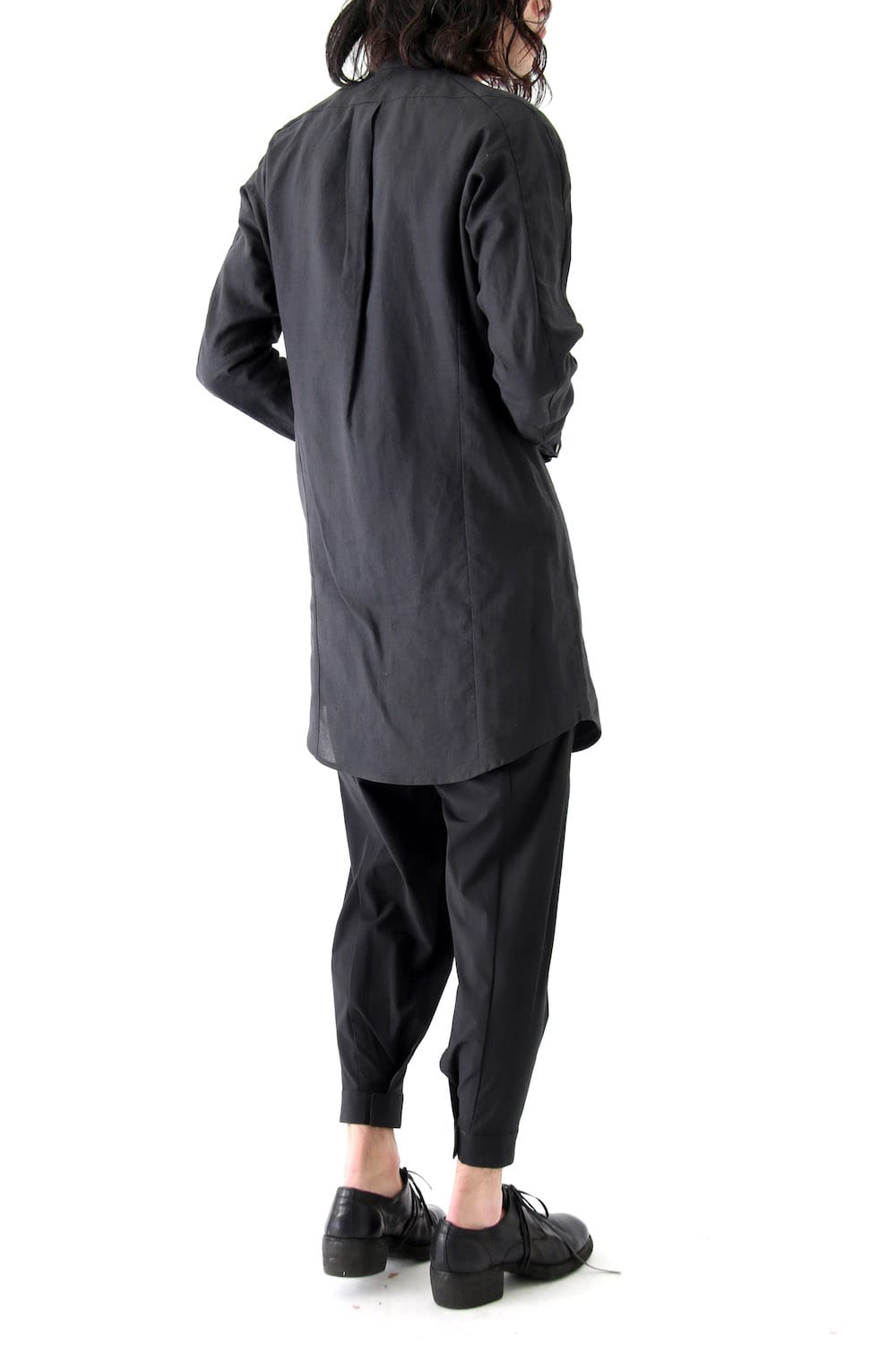 Long Shirt Washi Washer Finish Black