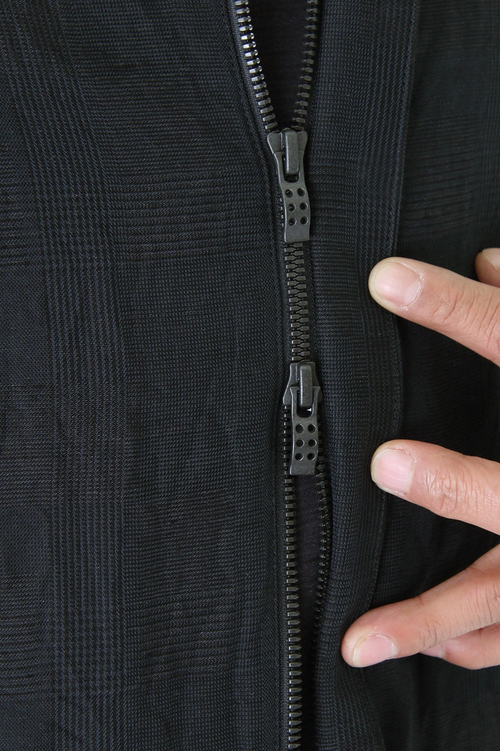 Jacket Cotton Linen Check Blue Black