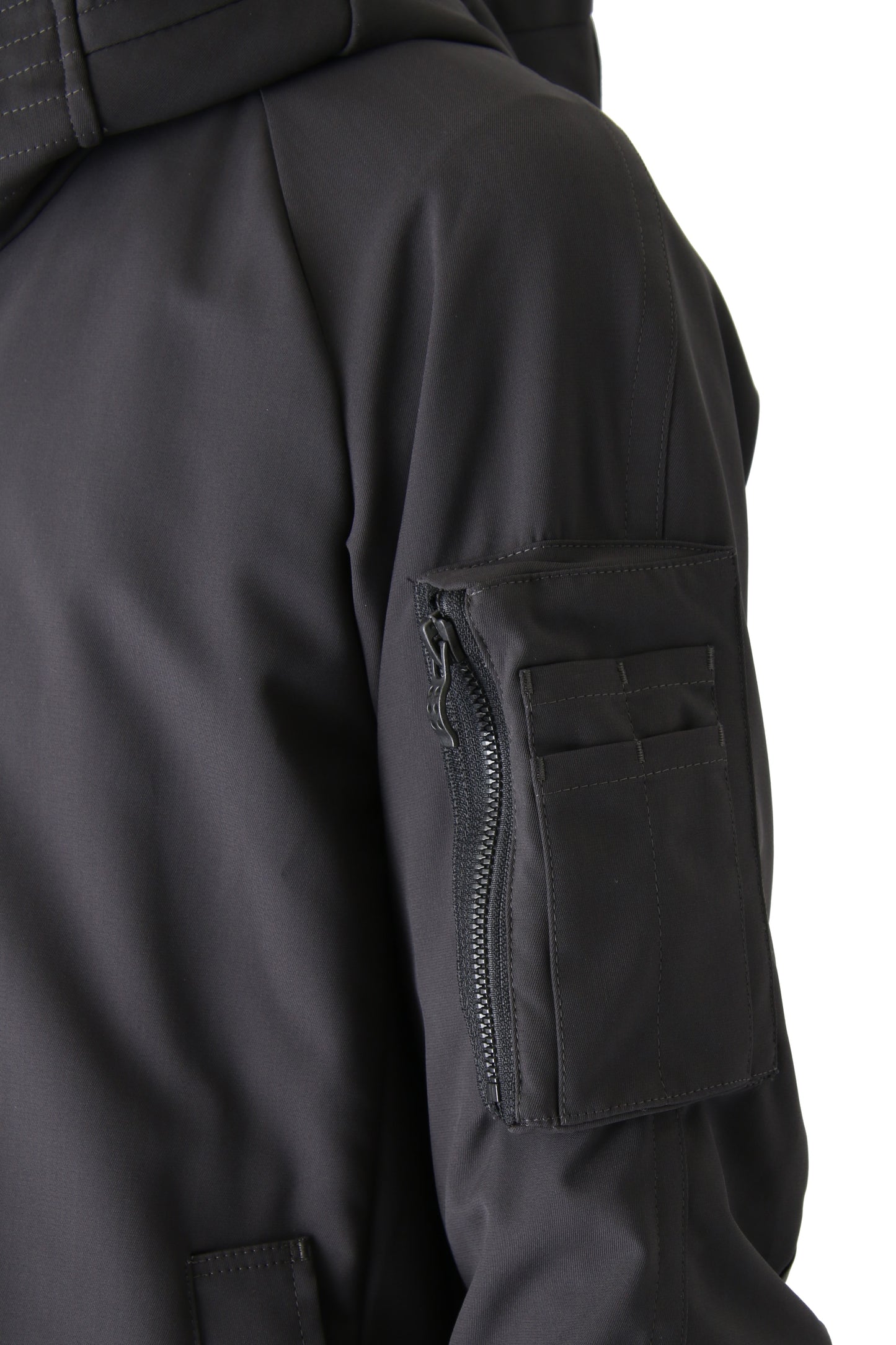 Hooded Jacket Silk Gabardine Charcoal