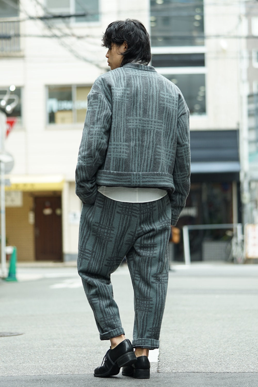 Jacket JK62 Grid Pattern Jaquard Wool Beaver Finished