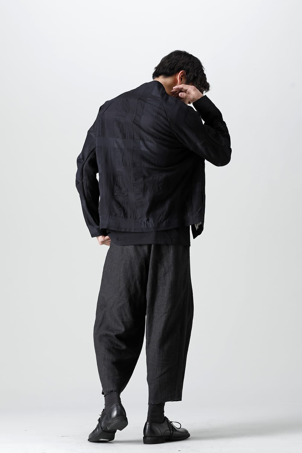 Jacket block check jacquard Black