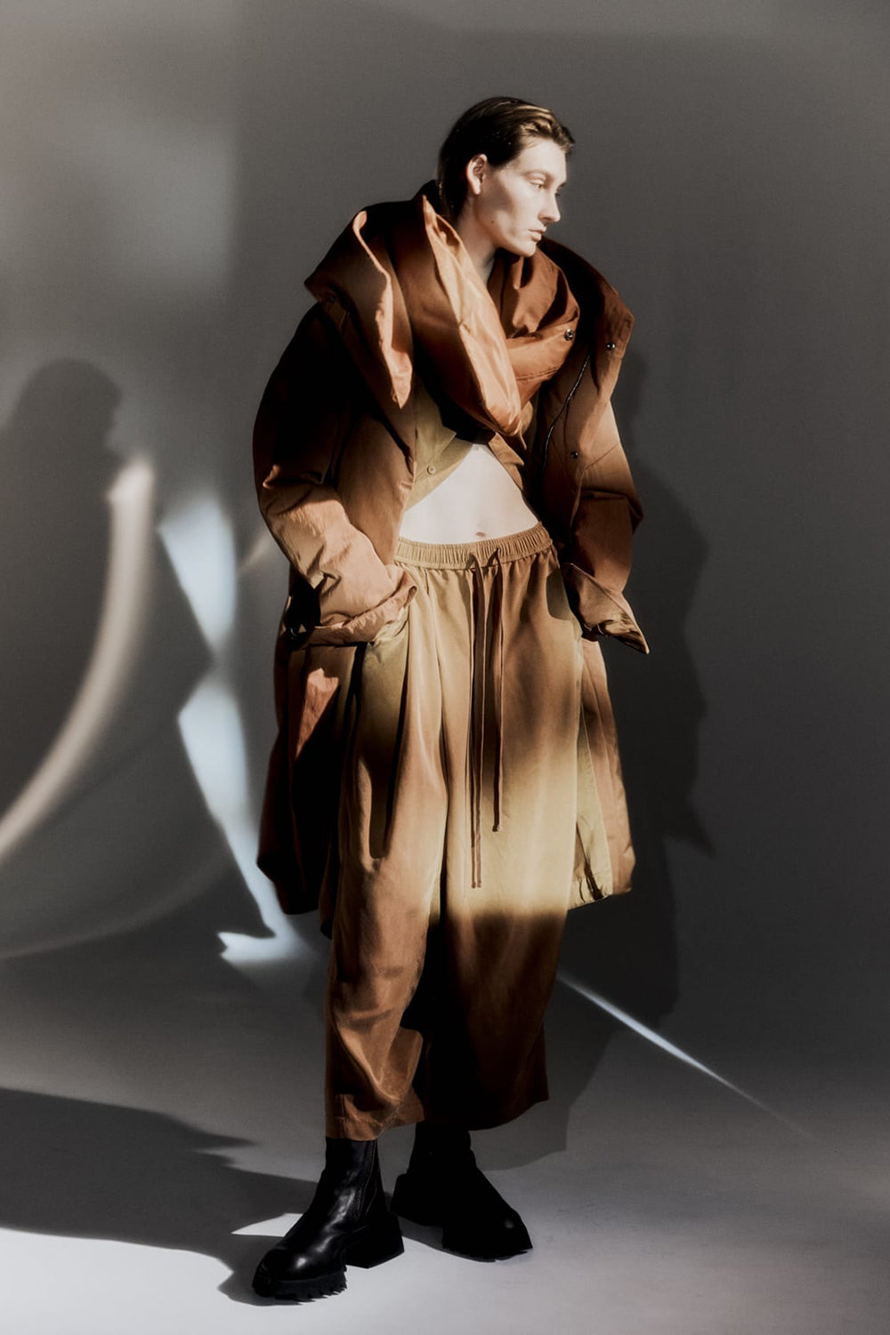 ダウンコート ウールナイロンツイル