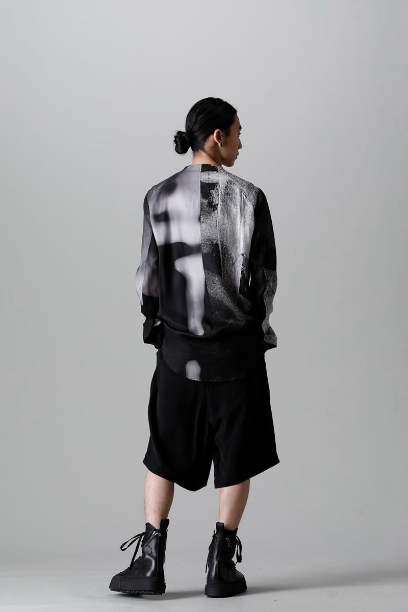 Cupro/Rayon Twill Printed Shirt Black Print