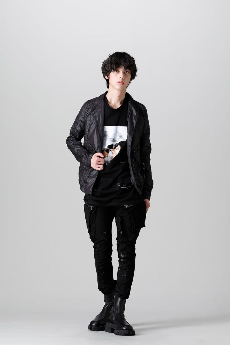 10.5oz ストレッチデニム ダメージペイント カーゴスキニーデニム