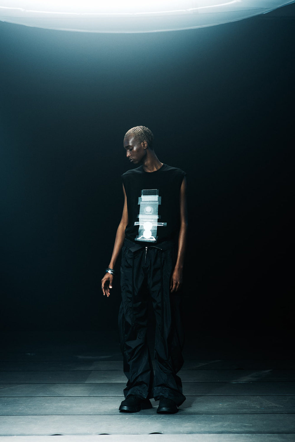 Nylon Silk Taffeta Trousers Black