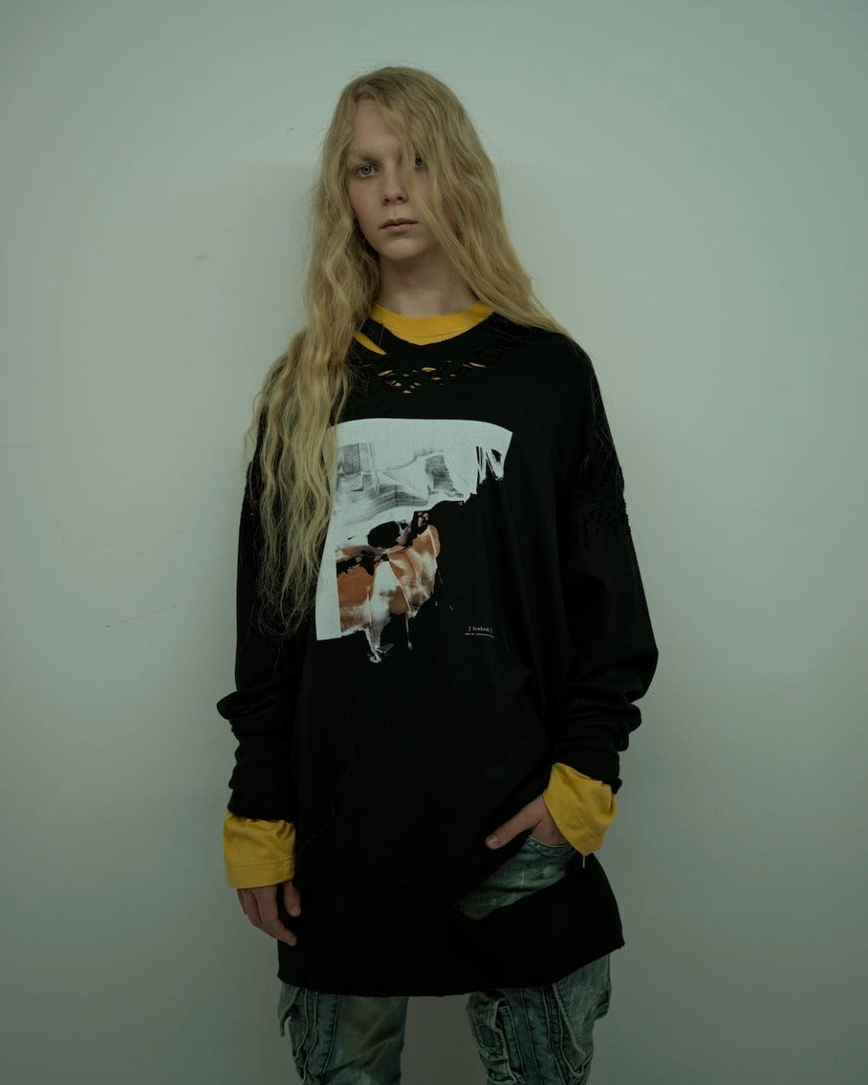 10.5oz ストレッチデニム ダメージペイント カーゴスキニーデニム インディゴ