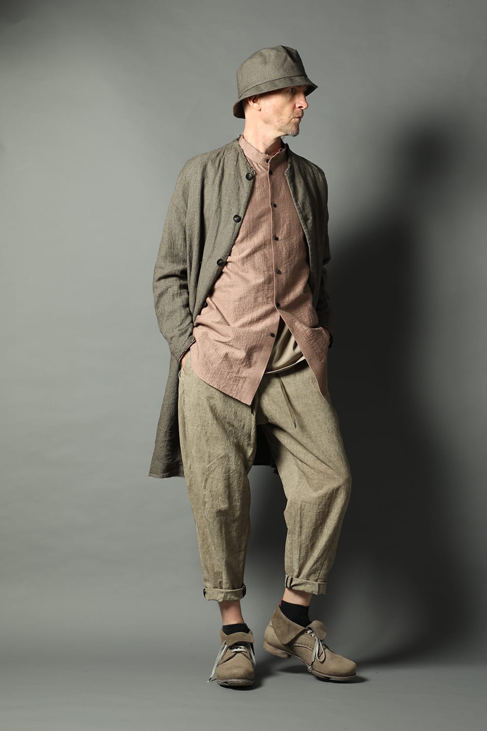 Cropped pants cotton / linen cold dyed