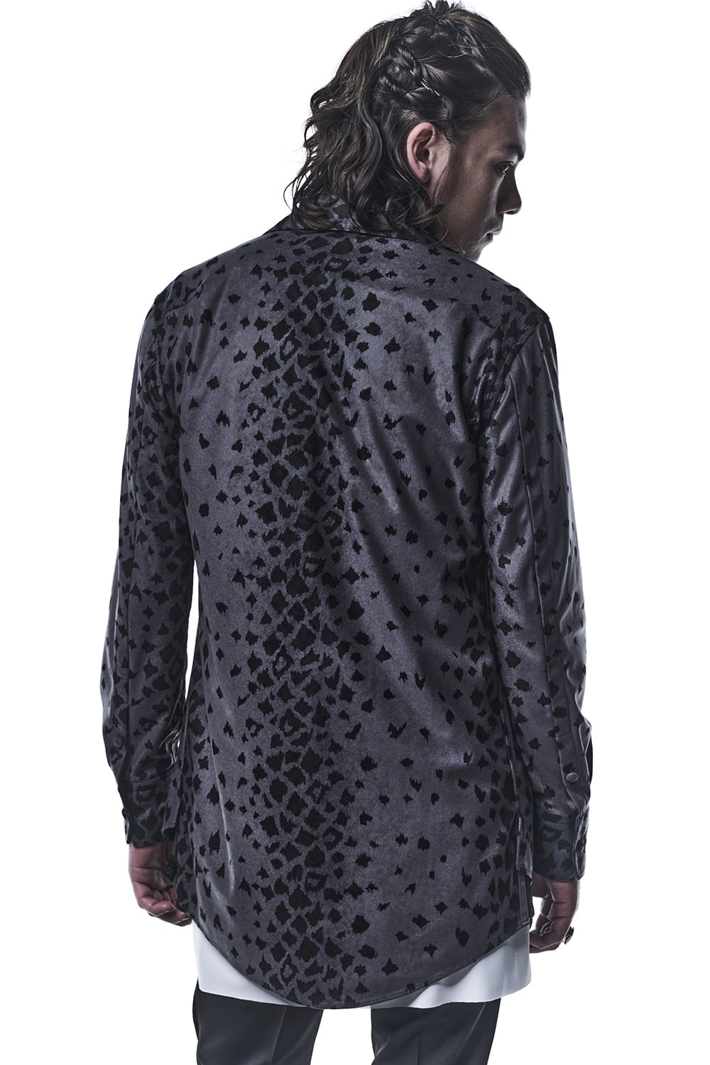 レオパード スエード シャツ グレー