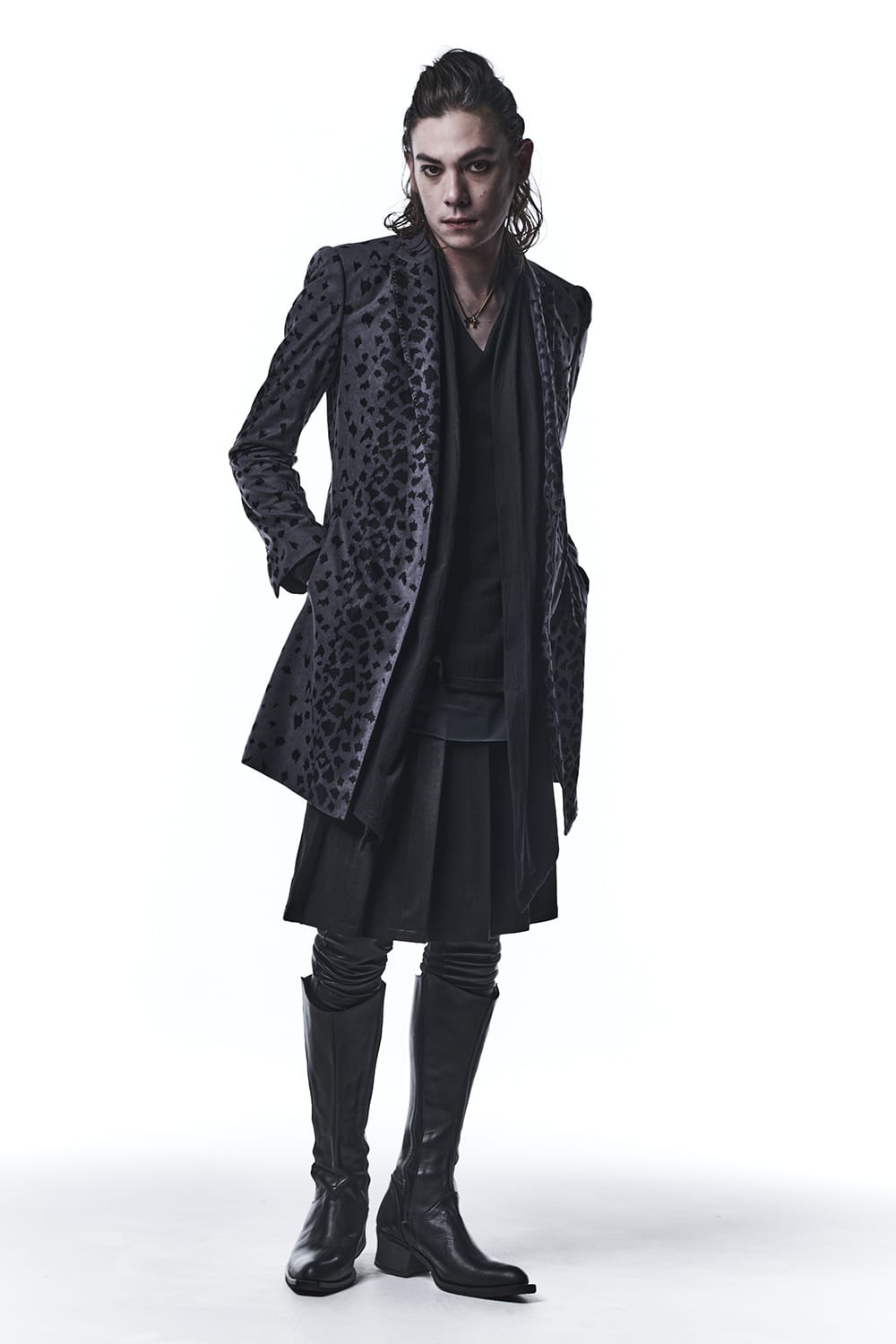 Lacy Jacquard Jersey Shawl Cardigan