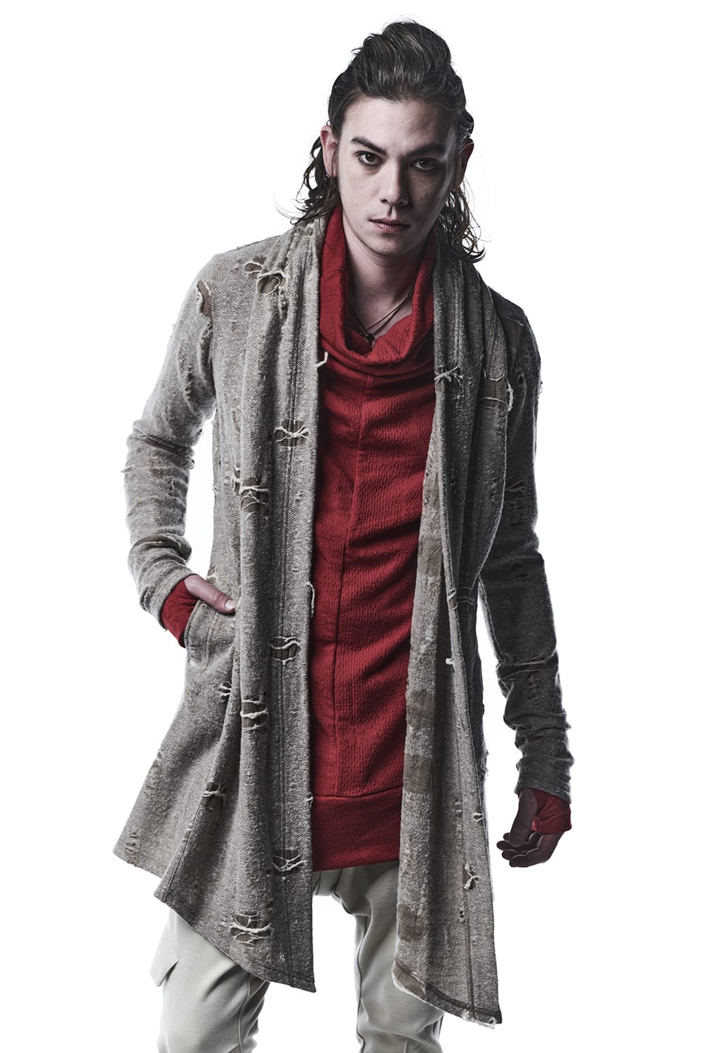 Python Jacquard Jersey Drape High Neck