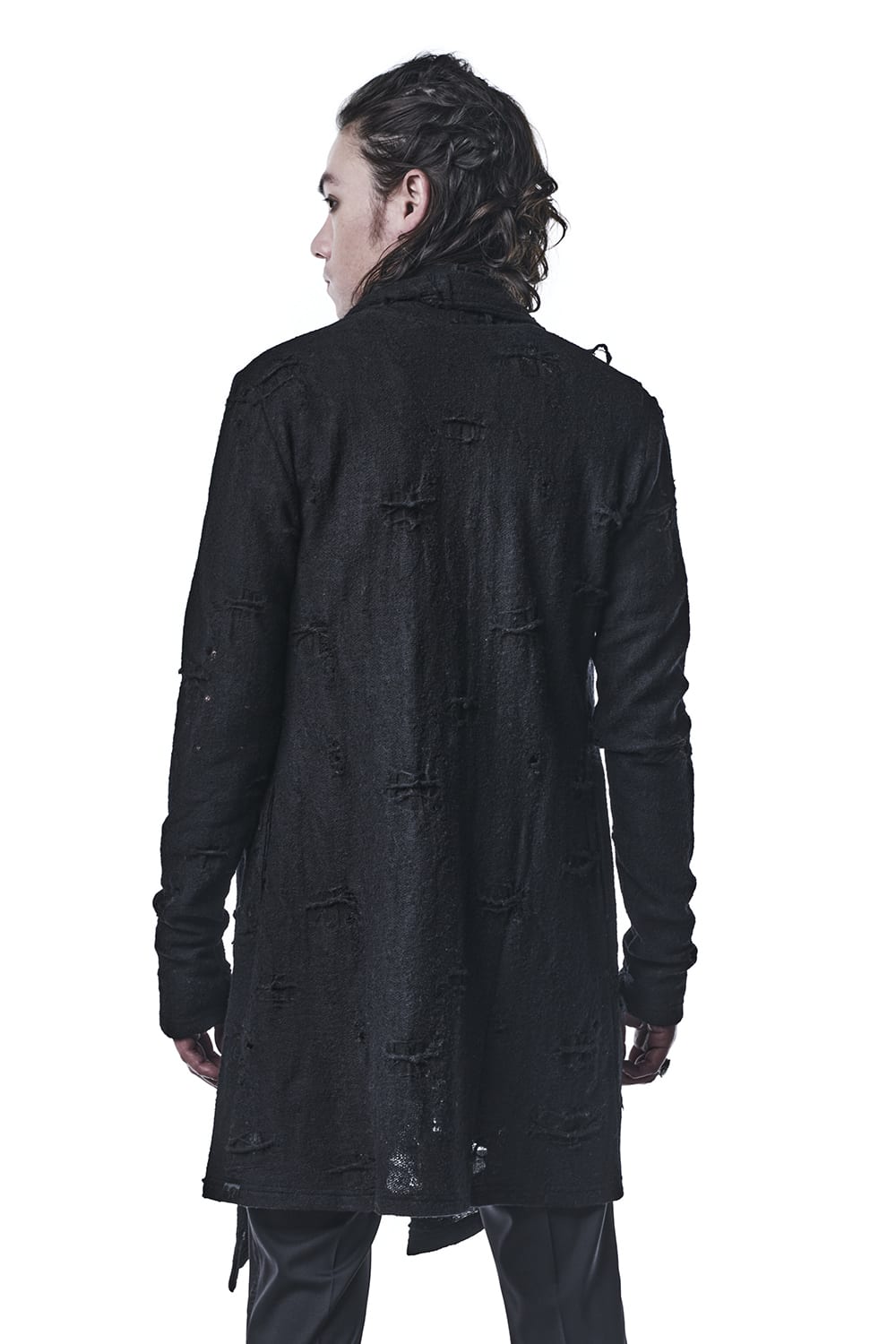 Damage Jersey Shawl Cardigan Black