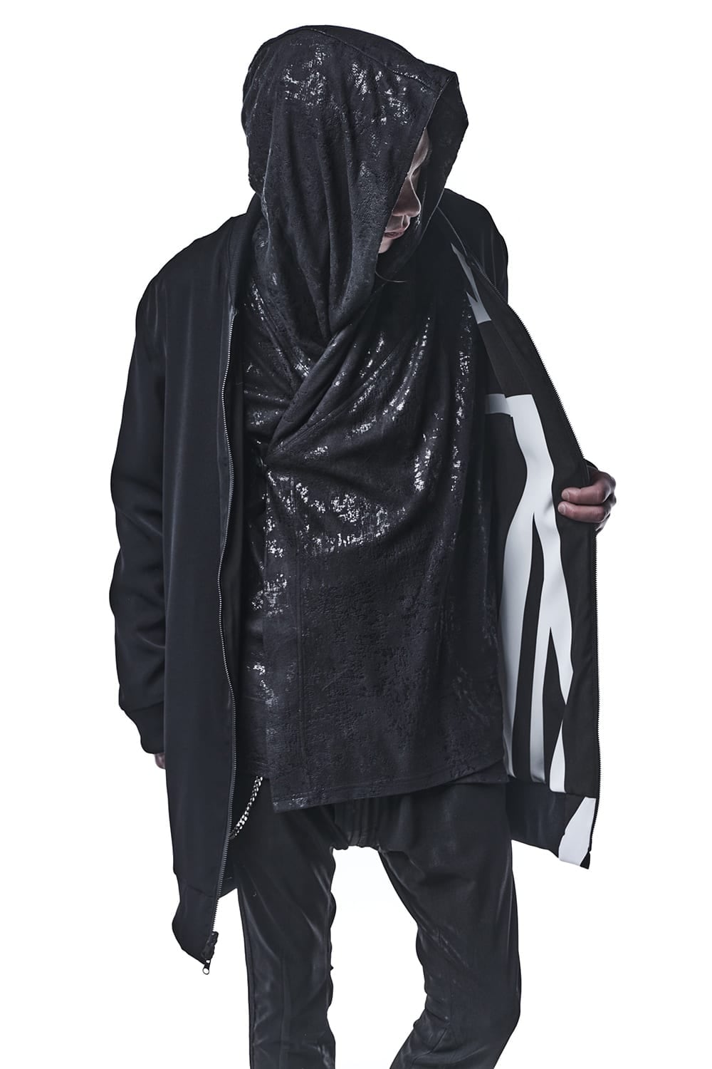 Foil Smooth Shawl Hood Cardigan