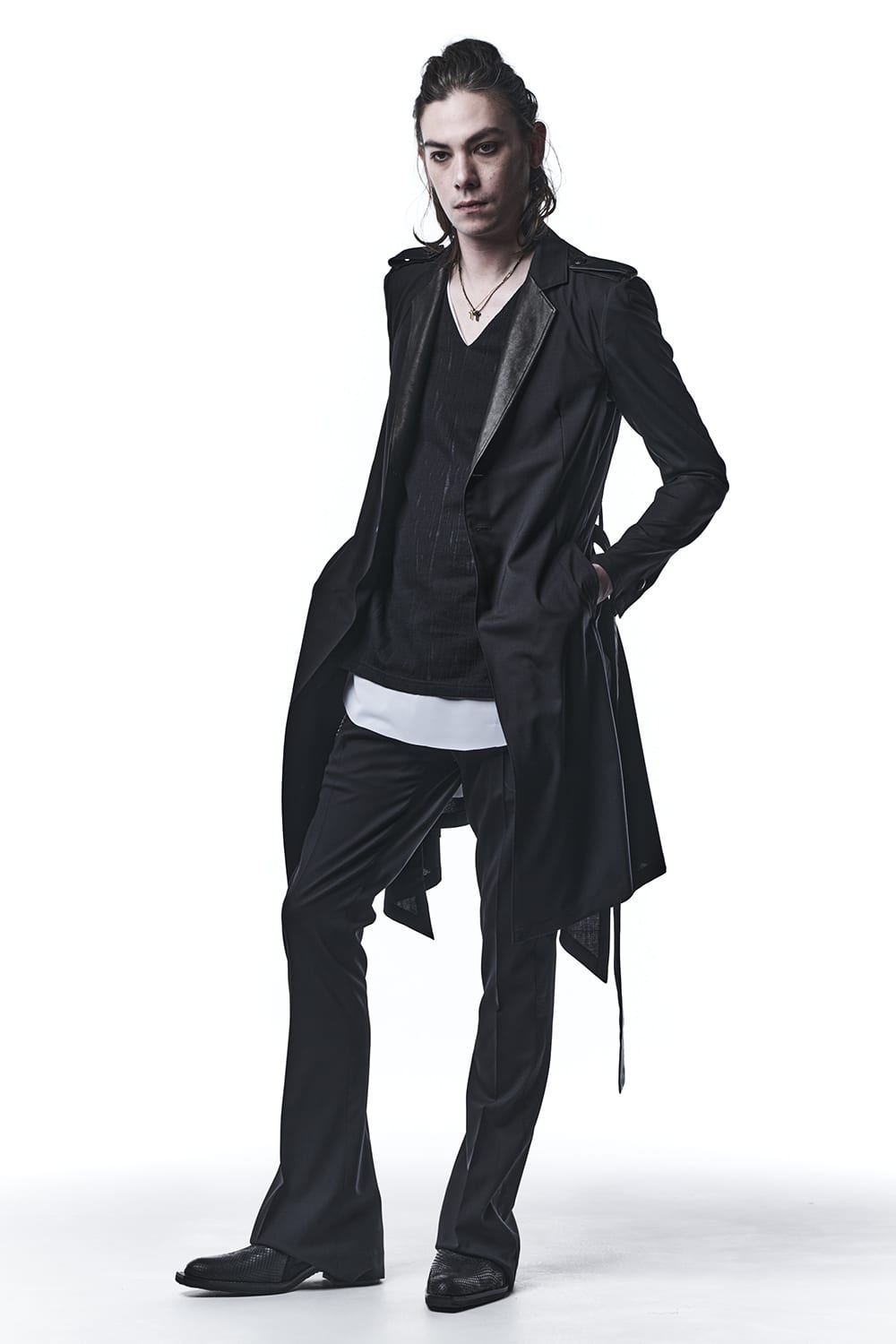 Lacy Jacquard Jersey Layerd T-shirts Black & White