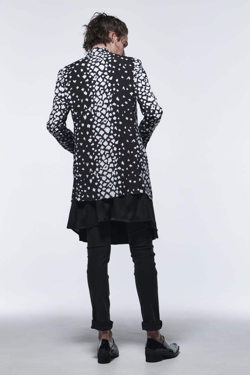 Layered Peacked Jacket Black Leopard