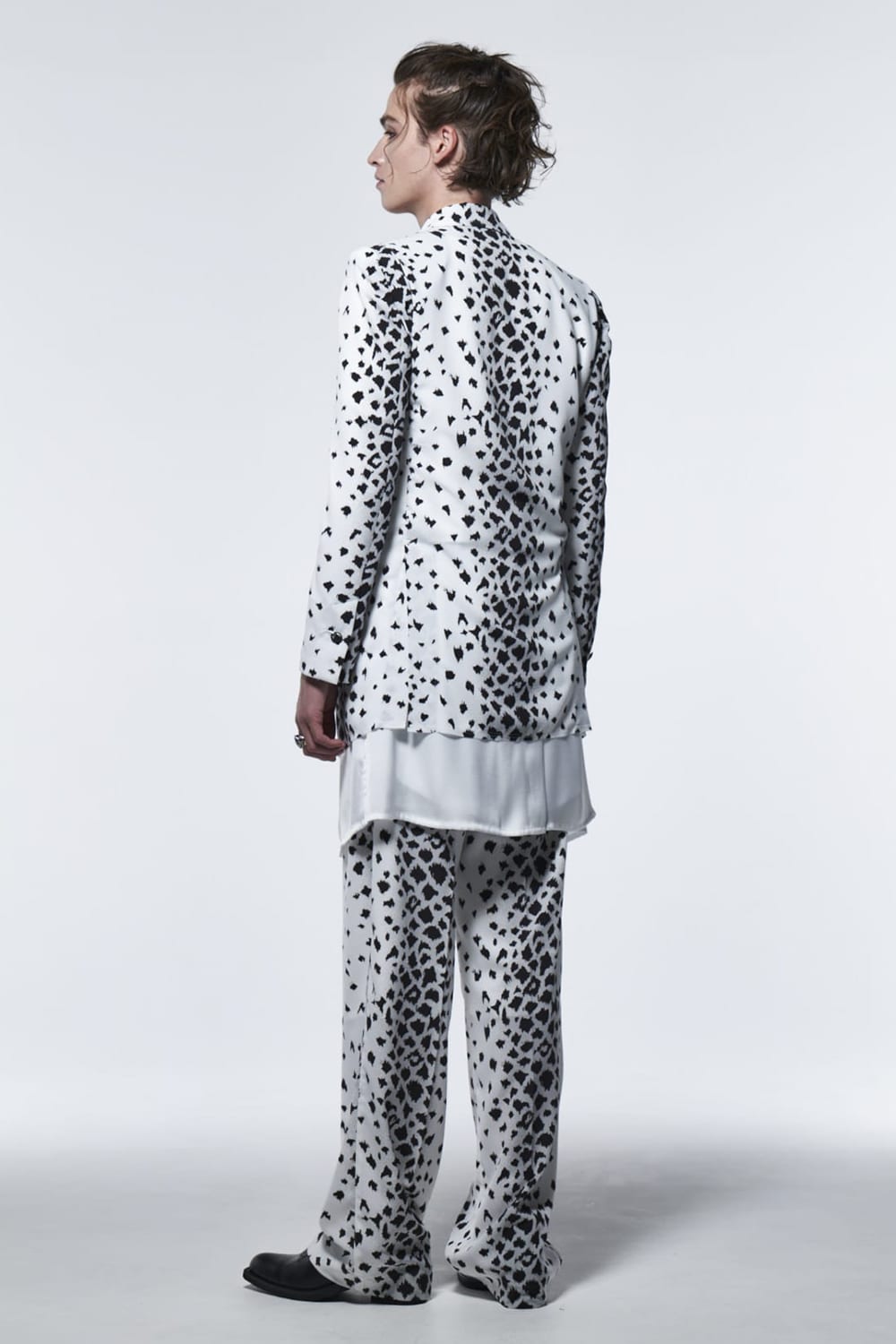 Layered Peacked Jacket White Leopard