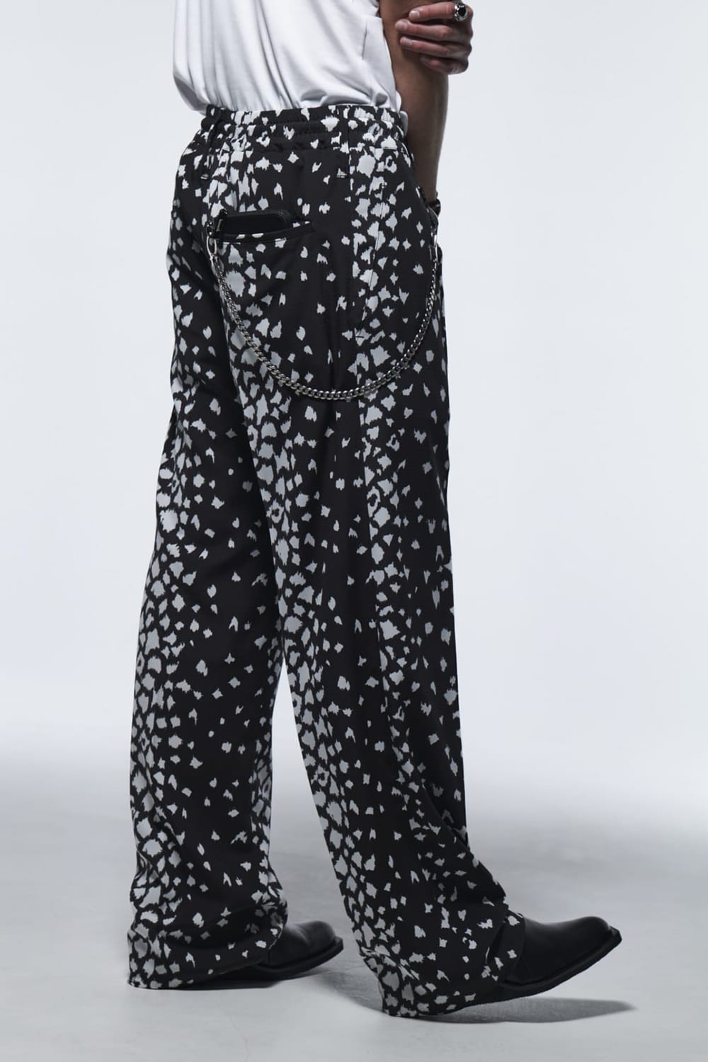 Easy Flare Slacks Black Leopard