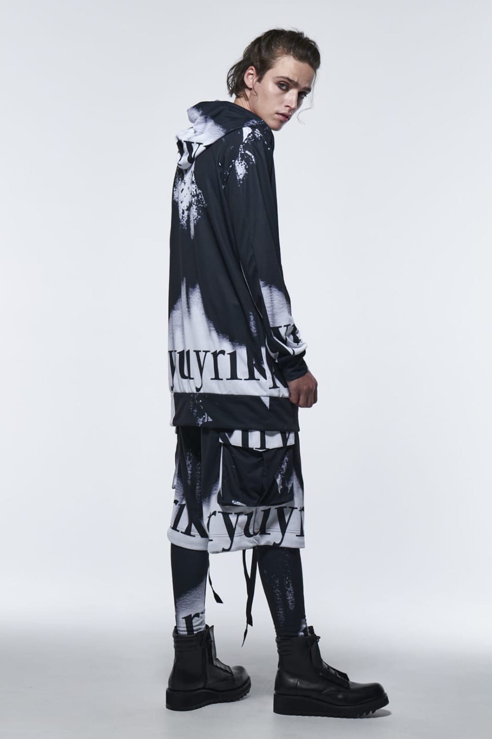 Flare Short Cargo Pants Black&White