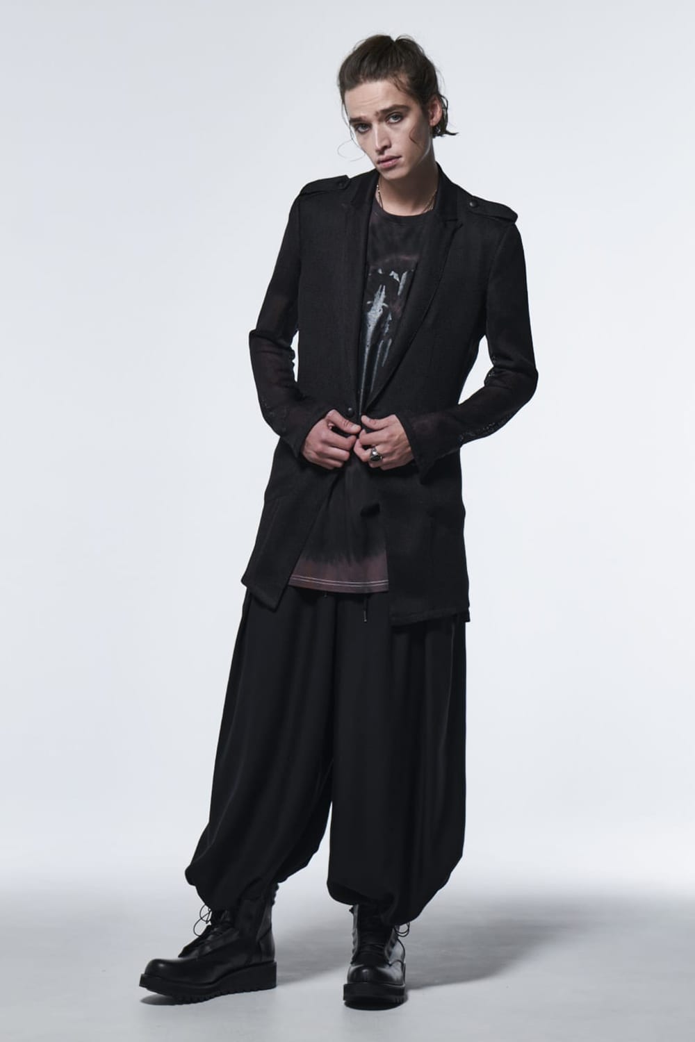 ドルマンスリーブTシャツ ブラック & グレー