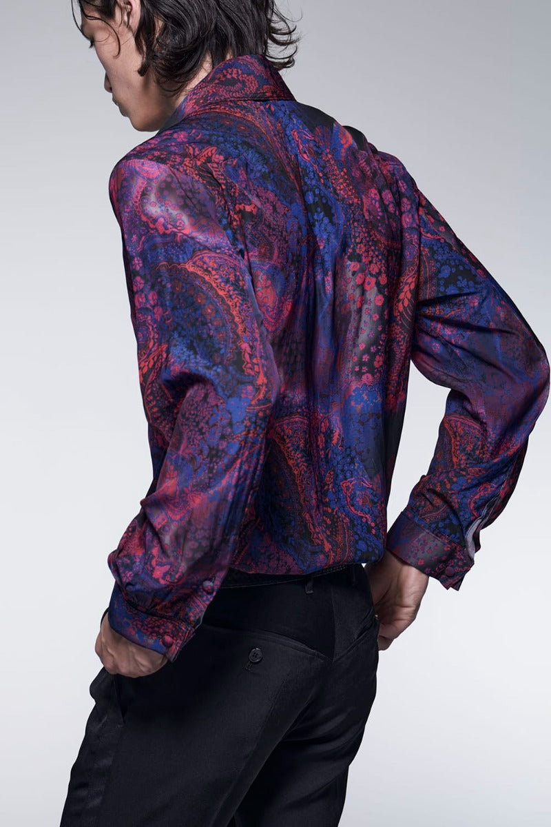 Paisley Print W-Cuffs Shirt Pink&Blue