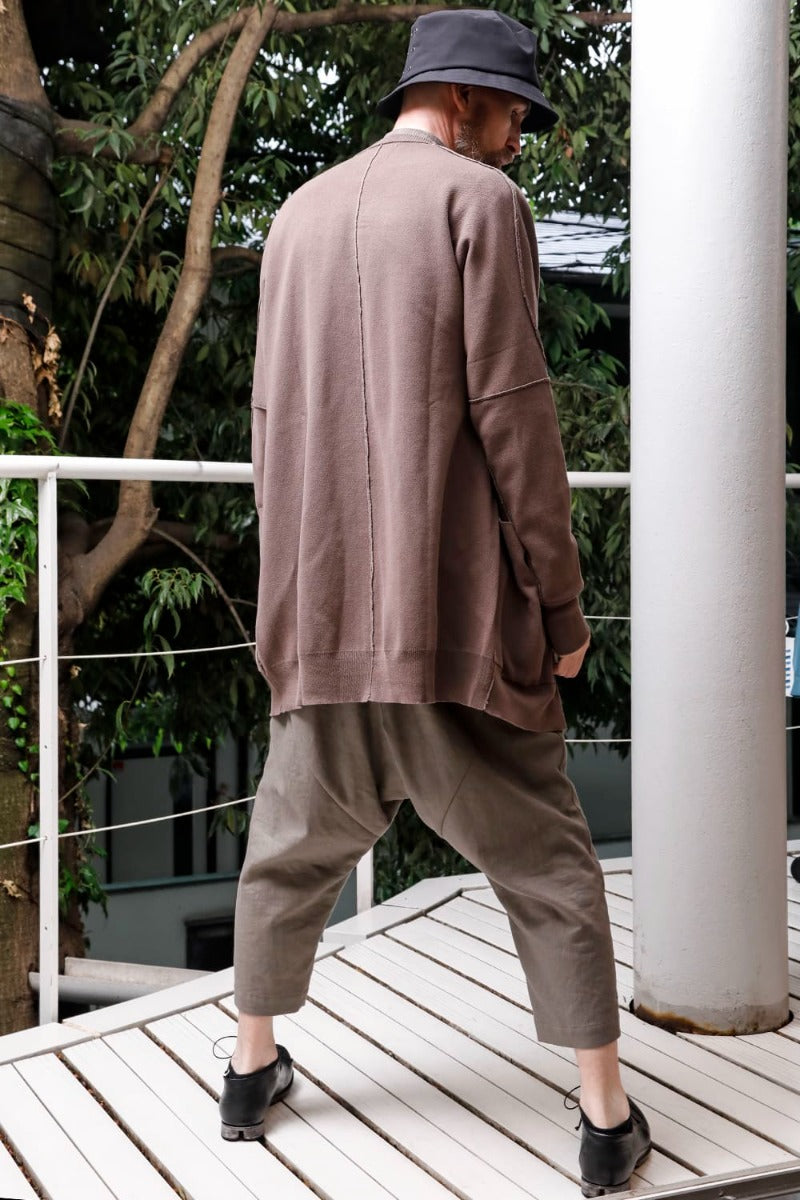 カーディガン コットン ベージュグレー