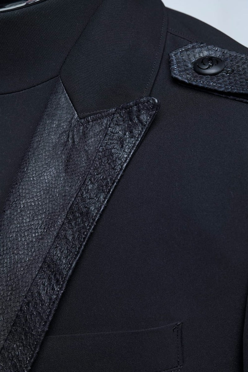 Fish Leather Lapel Jacket