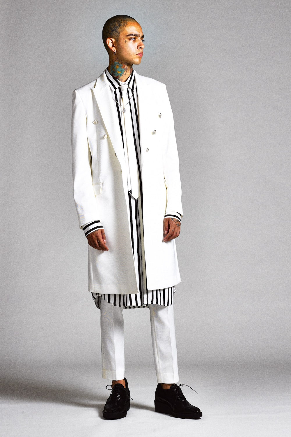 Hybrid French Twill Long Jacket (Off White)