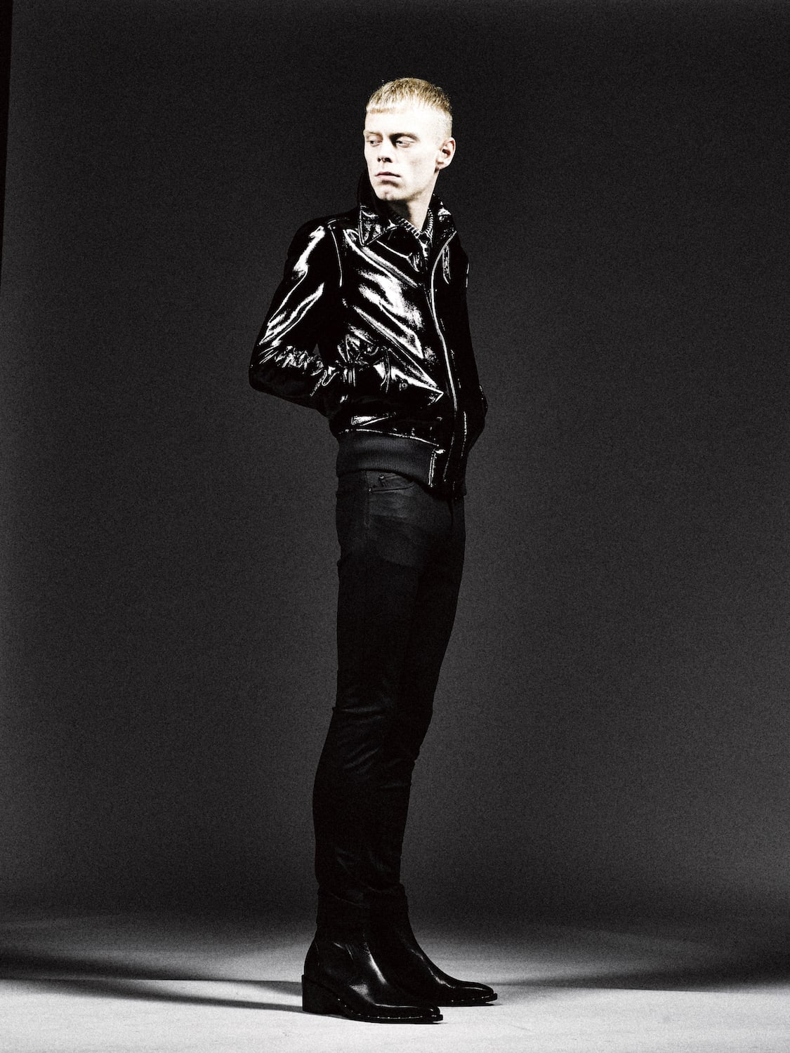 Patent faux leather blouson Black