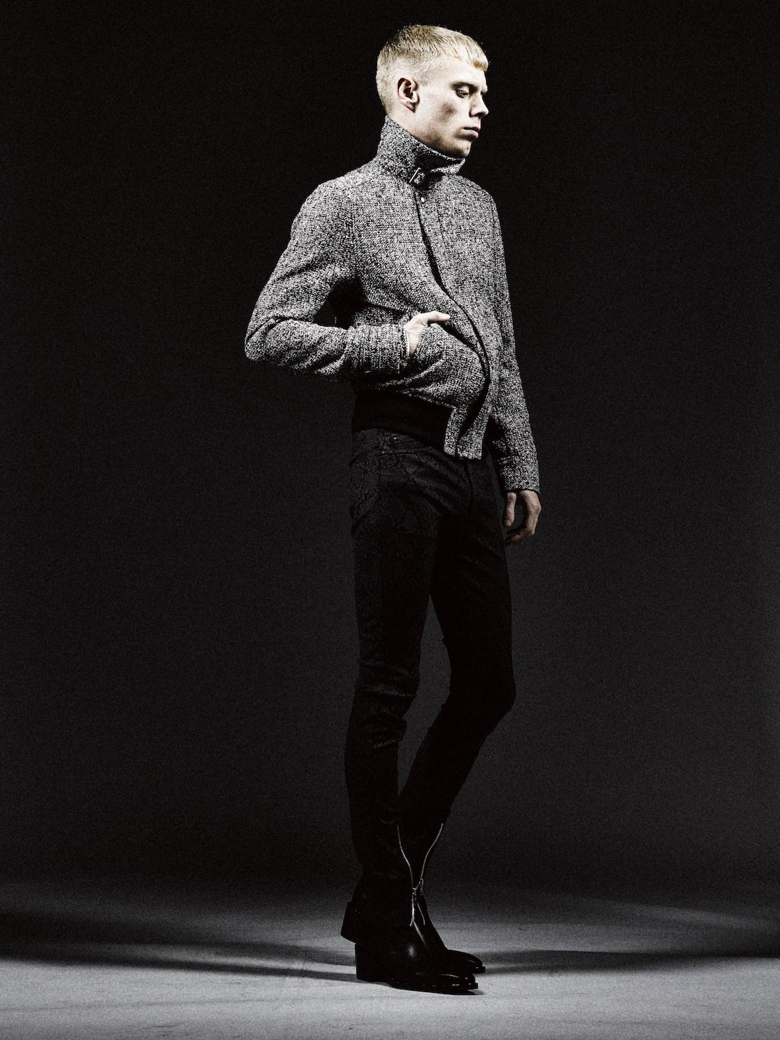 Melange metallic tweed blouson